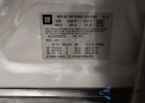 2015 Buick Encore z USA, uszkodzony, nr VIN KL4CJESB5FB227701